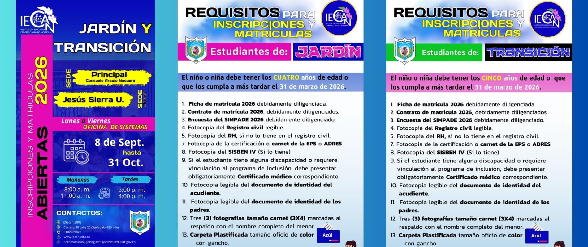  CIRCULAR No 023 INSCRIPCIÓN PARA JARDIN Y TRANSICION PARA EL AÑO 2026