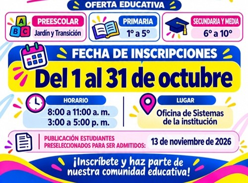 Fechas para proceso de matricula 2027